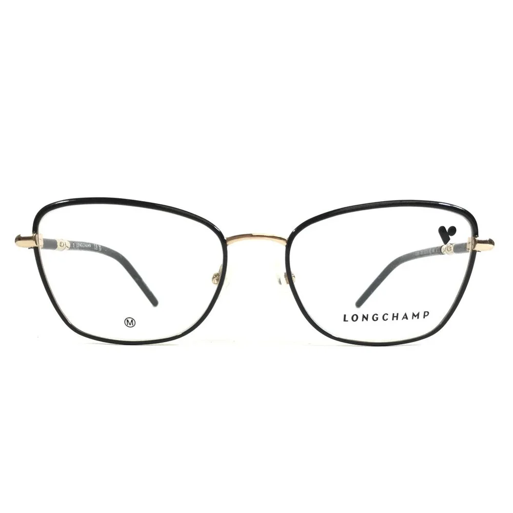 Longchamp Eyeglasses Frames LO2155 728 Black Gold Butterfly Wire Rim 53-18-140